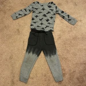 4T Boys’ Grey & Black Garanimals Set (Hooded Tee and Drawstring Pants)